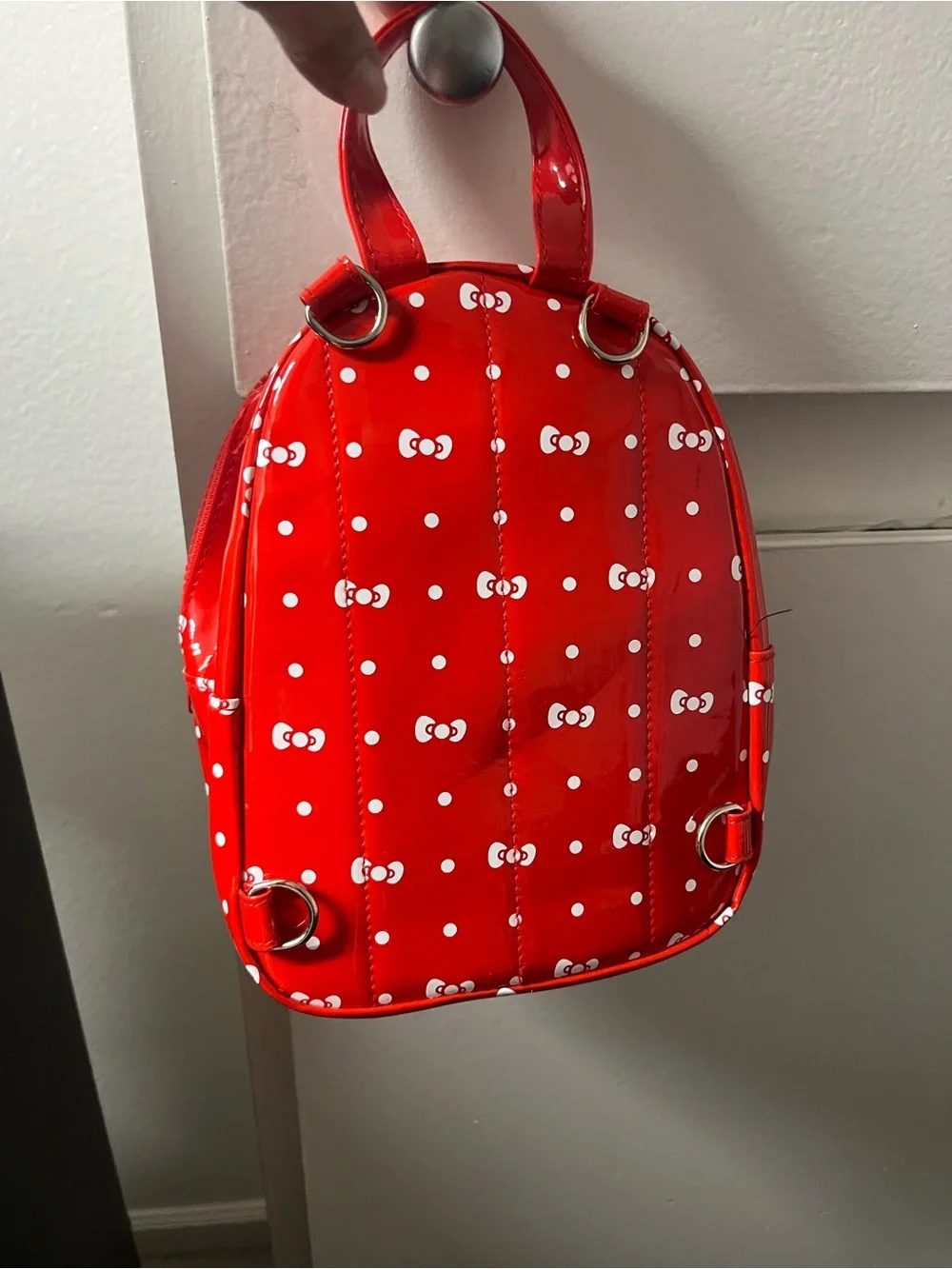 Hello Kitty Red Polka Dot Mini Backpack with Bow Graphic